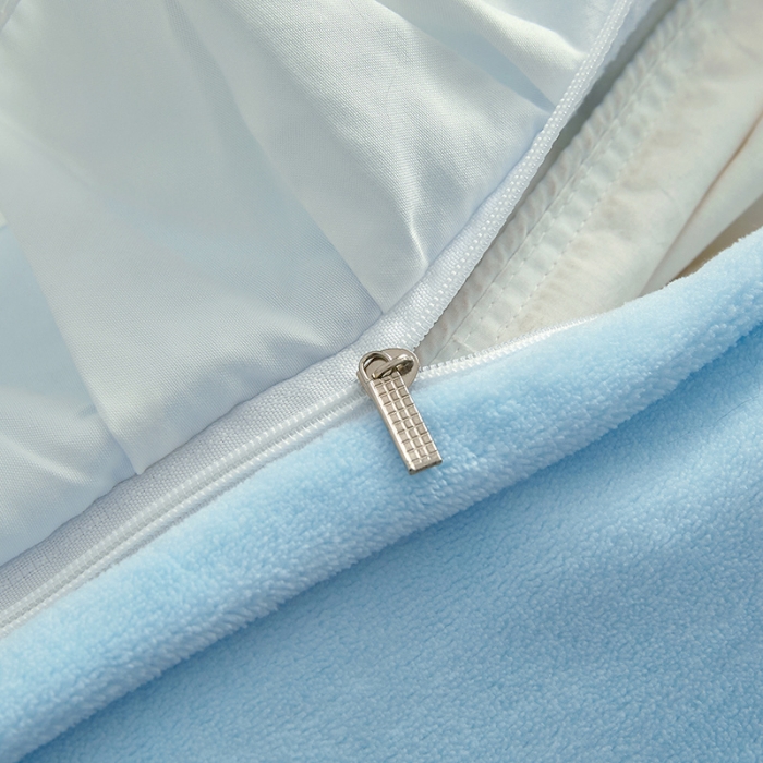 91家纺网 家纺一手货源 找家纺 泉欣新款牛奶绒卡通毛巾绣福兔系列四件套（专版花型） 福兔-蓝