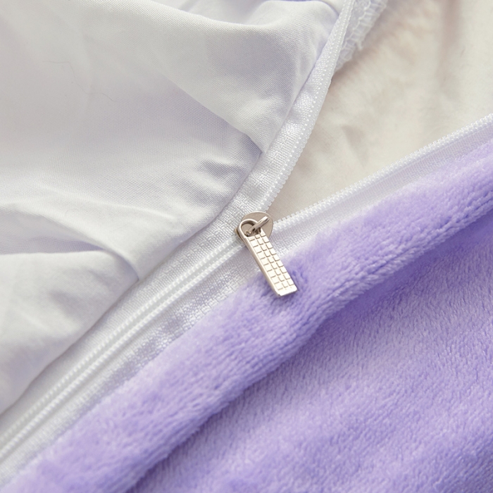 91家纺网 家纺一手货源 找家纺 泉欣新款牛奶绒卡通毛巾绣福兔系列四件套（专版花型） 福兔-紫