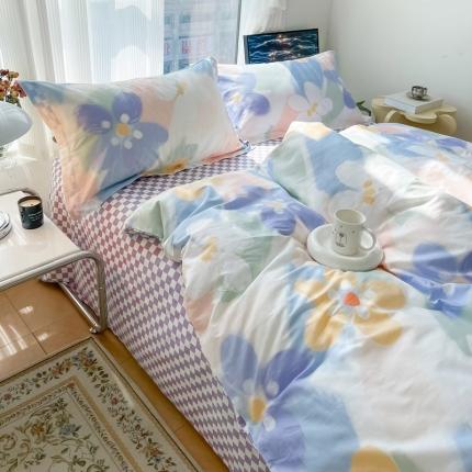 91家纺网 家纺一手货源 找家纺 （总）盛馨家纺 小清新北欧风精梳棉全棉四件套床笠纯棉四件套