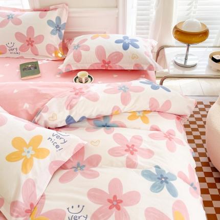 91家纺网 家纺一手货源 找家纺 （总）盛馨家纺 小清新北欧风精梳棉全棉四件套床笠纯棉四件套