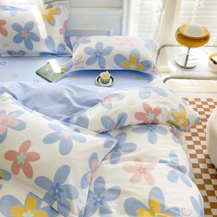 91家纺网 家纺一手货源 找家纺 （总）盛馨家纺 小清新北欧风精梳棉全棉四件套床笠纯棉四件套