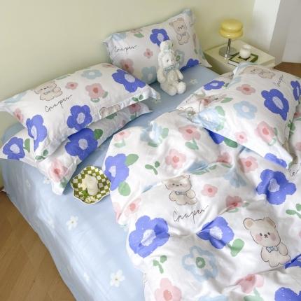 91家纺网 家纺一手货源 找家纺 （总）盛馨家纺 小清新北欧风精梳棉全棉四件套床笠纯棉四件套