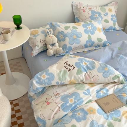 91家纺网 家纺一手货源 找家纺 （总）盛馨家纺 小清新北欧风精梳棉全棉四件套床笠纯棉四件套