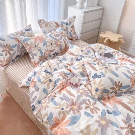 91家纺网 家纺一手货源 找家纺 （总）盛馨家纺 小清新北欧风精梳棉全棉四件套床笠纯棉四件套