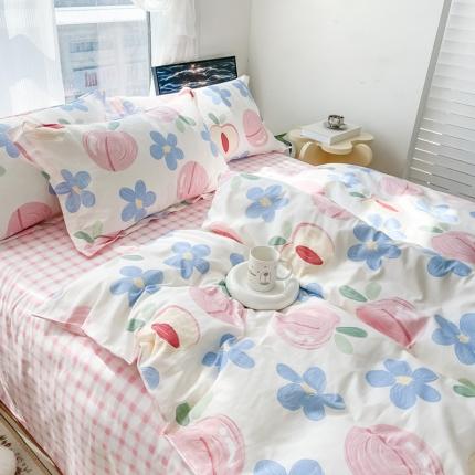 91家纺网 家纺一手货源 找家纺 （总）盛馨家纺 小清新北欧风精梳棉全棉四件套床笠纯棉四件套