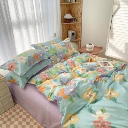 91家纺网 家纺一手货源 找家纺 （总）盛馨家纺 小清新北欧风精梳棉全棉四件套床笠纯棉四件套