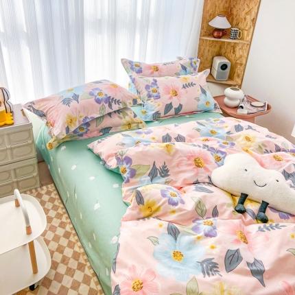 91家纺网 家纺一手货源 找家纺 （总）盛馨家纺 小清新北欧风精梳棉全棉四件套床笠纯棉四件套