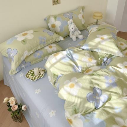 91家纺网 家纺一手货源 找家纺 （总）盛馨家纺 小清新北欧风精梳棉全棉四件套床笠纯棉四件套