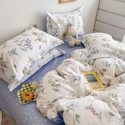 91家纺网 家纺一手货源 找家纺 （总）盛馨家纺 小清新北欧风精梳棉全棉四件套床笠纯棉四件套