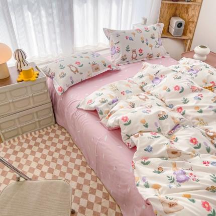 91家纺网 家纺一手货源 找家纺 （总）盛馨家纺 小清新北欧风精梳棉全棉四件套床笠纯棉四件套