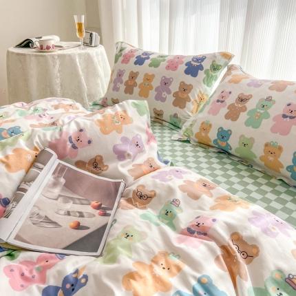 91家纺网 家纺一手货源 找家纺 （总）盛馨家纺 小清新北欧风精梳棉全棉四件套床笠纯棉四件套