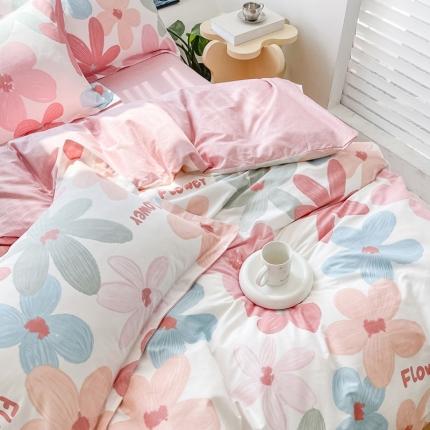 91家纺网 家纺一手货源 找家纺 （总）盛馨家纺 小清新北欧风精梳棉全棉四件套床笠纯棉四件套