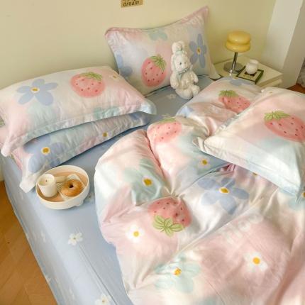 91家纺网 家纺一手货源 找家纺 （总）盛馨家纺 小清新北欧风精梳棉全棉四件套床笠纯棉四件套