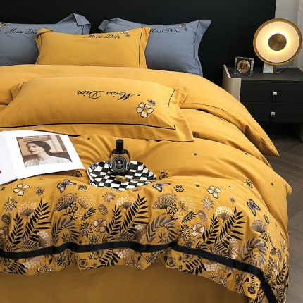 91家纺网 家纺一手货源 找家纺 立奥2023秋冬新品 直播爆款锦棉刺绣四件套