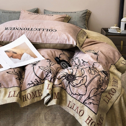 91家纺网 家纺一手货源 找家纺 立奥2023秋冬新品 直播爆款阳绒磨毛刺绣四件套