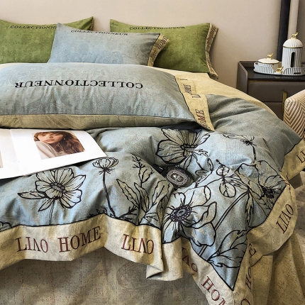 91家纺网 家纺一手货源 找家纺 立奥2023秋冬新品 直播爆款阳绒磨毛刺绣四件套