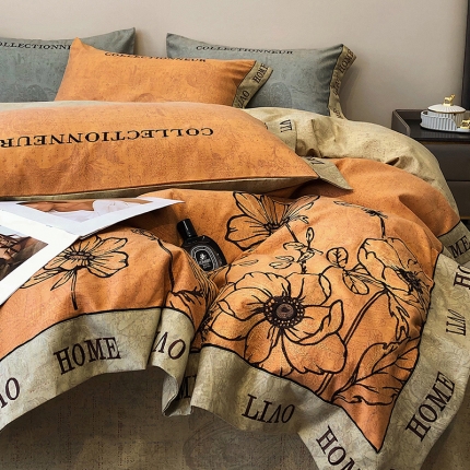 91家纺网 家纺一手货源 找家纺 立奥2023秋冬新品 直播爆款阳绒磨毛刺绣四件套