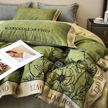 91家纺网 家纺一手货源 找家纺 立奥2023秋冬新品 直播爆款阳绒磨毛刺绣四件套