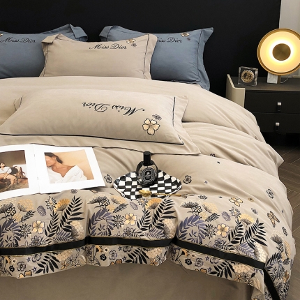 91家纺网 家纺一手货源 找家纺 立奥2023秋冬新品 直播爆款锦棉刺绣四件套