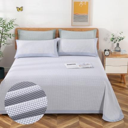 91家纺网 家纺一手货源 找家纺 恋尚羽 2025新款千鸟格加厚纯棉老粗布凉席三件套 千鸟格-灰