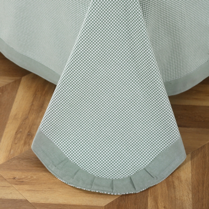 91家纺网 家纺一手货源 找家纺 恋尚羽 2025新款千鸟格加厚纯棉老粗布凉席三件套 千鸟格-绿