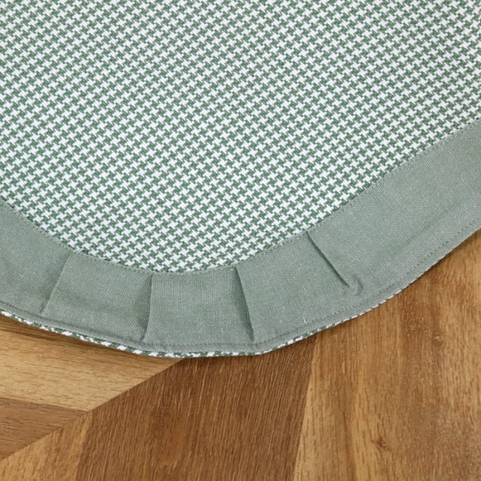 91家纺网 家纺一手货源 找家纺 恋尚羽 2025新款千鸟格加厚纯棉老粗布凉席三件套 千鸟格-绿