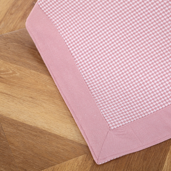 91家纺网 家纺一手货源 找家纺 恋尚羽 2025新款千鸟格加厚纯棉老粗布凉席三件套 千鸟格-粉