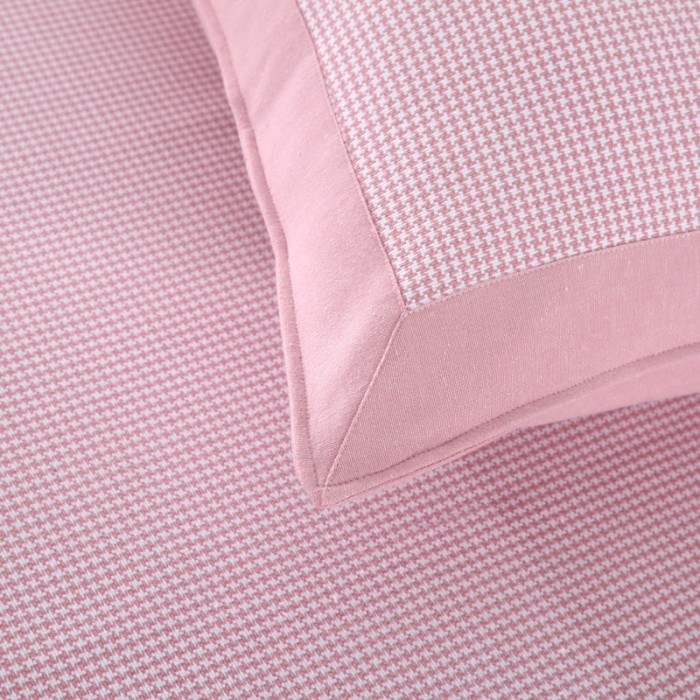 91家纺网 家纺一手货源 找家纺 恋尚羽 2025新款千鸟格加厚纯棉老粗布凉席三件套 千鸟格-粉