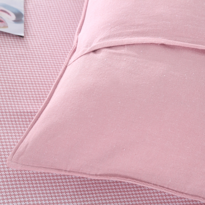 91家纺网 家纺一手货源 找家纺 恋尚羽 2025新款千鸟格加厚纯棉老粗布凉席三件套 千鸟格-粉