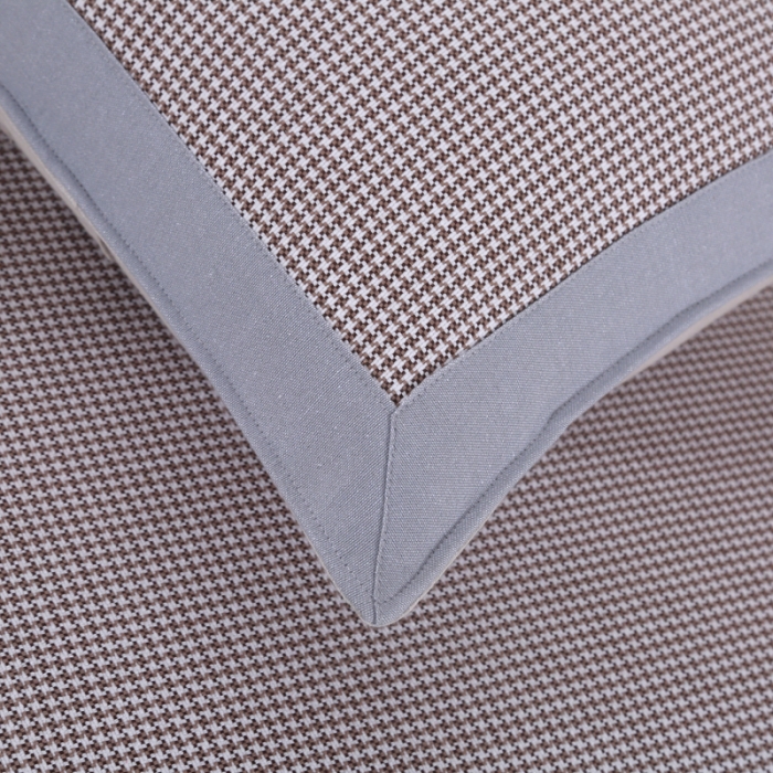 91家纺网 家纺一手货源 找家纺 恋尚羽 2025新款千鸟格加厚纯棉老粗布凉席三件套 千鸟格-咖