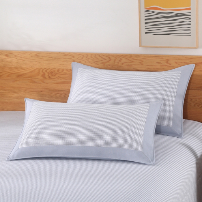 91家纺网 家纺一手货源 找家纺 恋尚羽 2025新款千鸟格加厚纯棉老粗布凉席三件套 千鸟格-灰