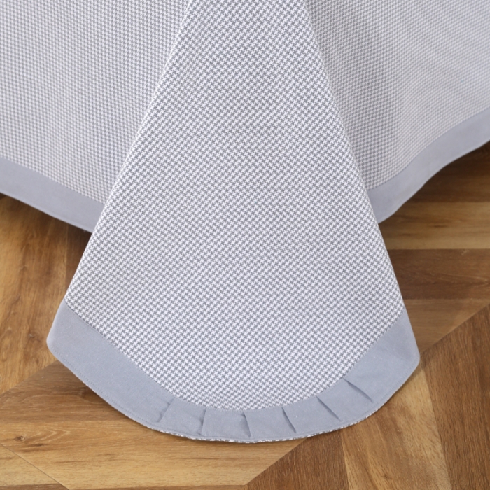 91家纺网 家纺一手货源 找家纺 恋尚羽 2025新款千鸟格加厚纯棉老粗布凉席三件套 千鸟格-灰