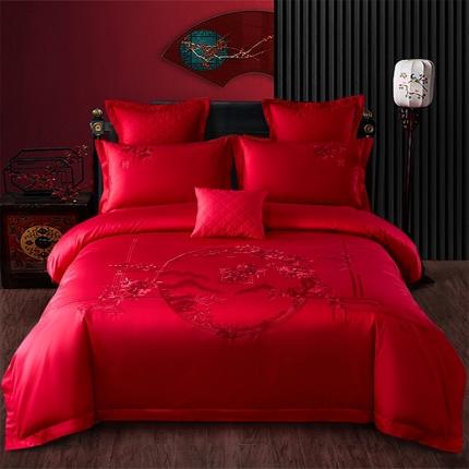 91家纺网 家纺一手货源 找家纺 博之洋婚庆 新款全棉绣花婚庆四件套 花好月圆