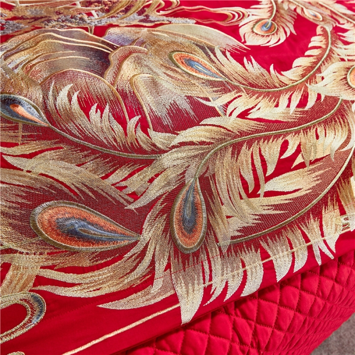 91家纺网 家纺一手货源 找家纺 2022新款高支高密长绒棉婚庆套件 高山流水