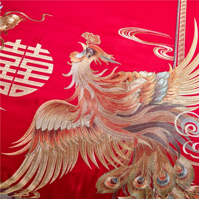 91家纺网 家纺一手货源 找家纺 2022新款高支高密长绒棉婚庆套件 高山流水