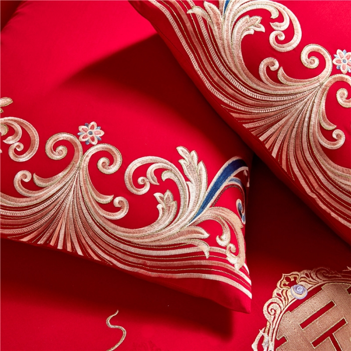 91家纺网 家纺一手货源 找家纺 新款高支高密长绒棉婚庆套件王者龙凤