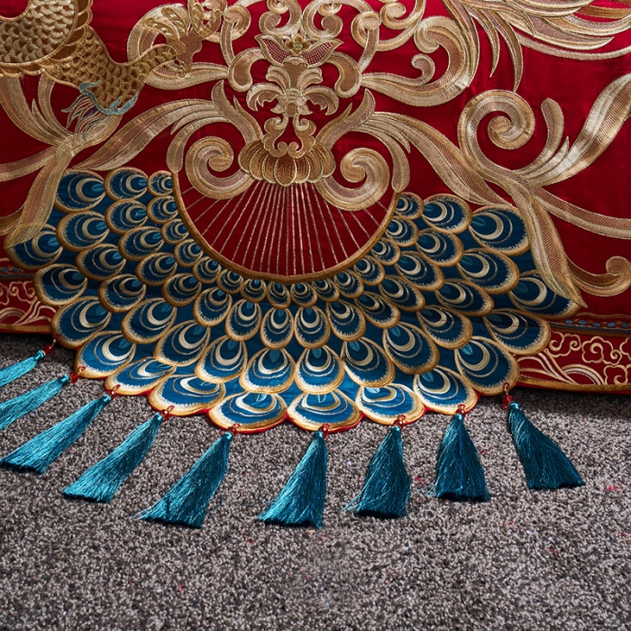 91家纺网 家纺一手货源 找家纺 2022新款高支高密长绒棉婚庆套件 天朝贺禧