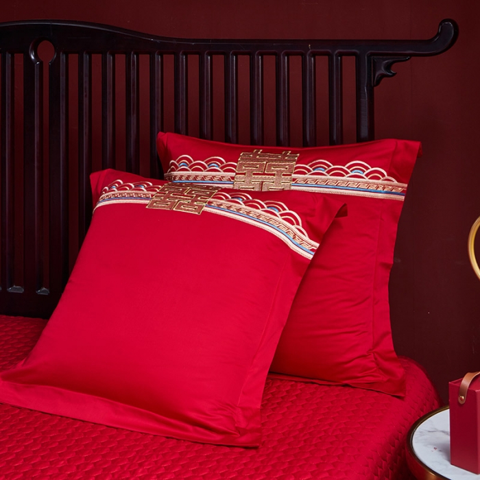 91家纺网 家纺一手货源 找家纺 2022新款高支高密长绒棉婚庆套件 天朝贺禧