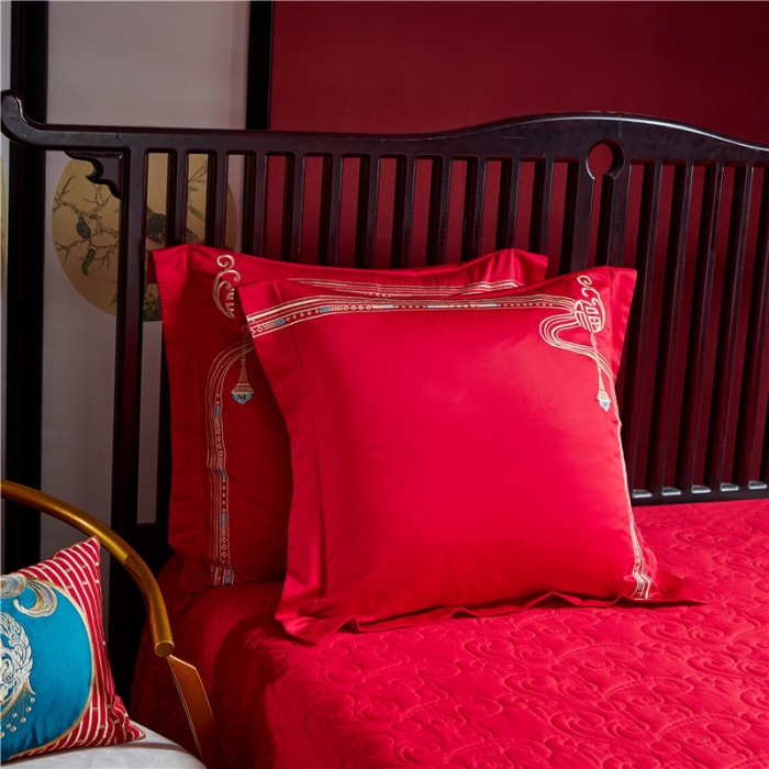 91家纺网 家纺一手货源 找家纺 2022新款高支高密长绒棉婚庆套件 盛世皇朝