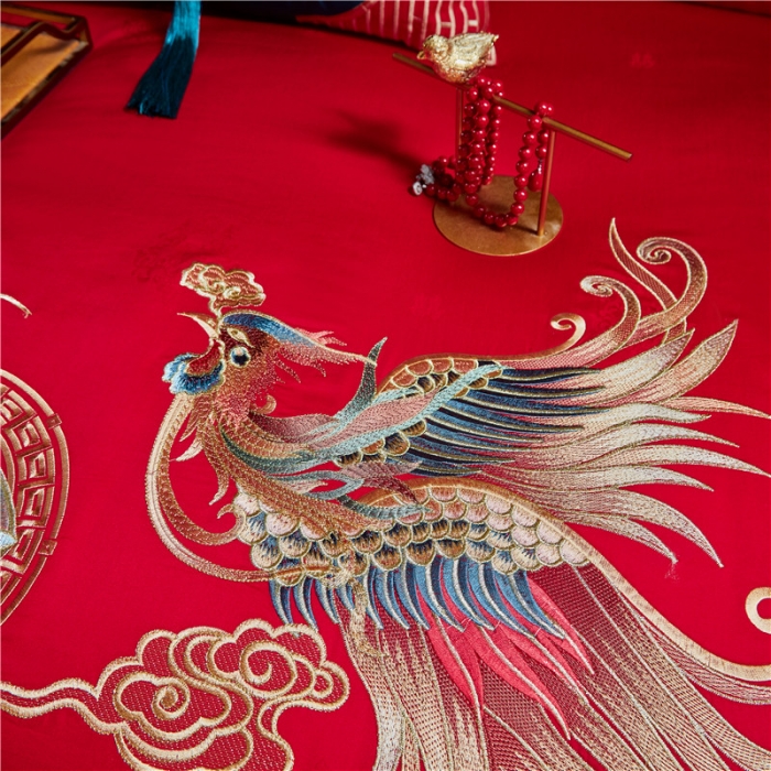 91家纺网 家纺一手货源 找家纺 2022新款高支高密长绒棉婚庆套件 盛世皇朝