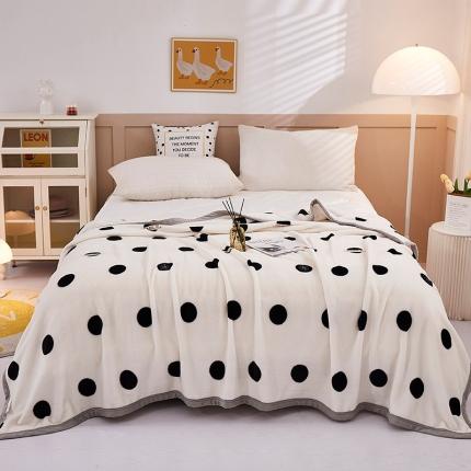 91家纺网 家纺一手货源 找家纺 坦客毯业 2025新款印花雪貂绒毛毯沙发盖毯午睡毯子圆点时尚