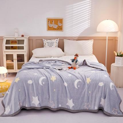 91家纺网 家纺一手货源 找家纺 坦客毯业 2025新款印花雪貂绒毛毯沙发盖毯午睡毯子日月星辰