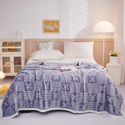 坦客毯业 2023新款印花雪貂绒毛毯沙发盖毯午睡毯子香奈-紫