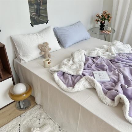 91家纺网 家纺一手货源 找家纺 六巷胡同 2022新款ins博主风羊羔绒毛毯 淡紫