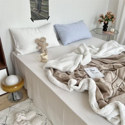 91家纺网 家纺一手货源 找家纺 六巷胡同 2022新款ins博主风羊羔绒毛毯 深咖