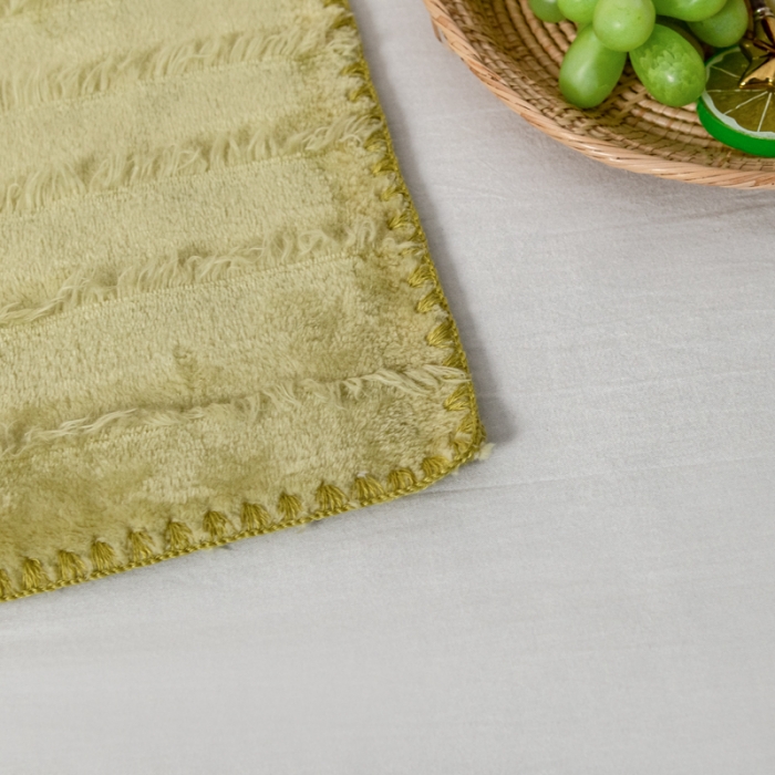 91家纺网 家纺一手货源 找家纺 乐嘉盈 2025牛奶绒流苏毯毛毯办公室家用两用毯直播 芥末绿