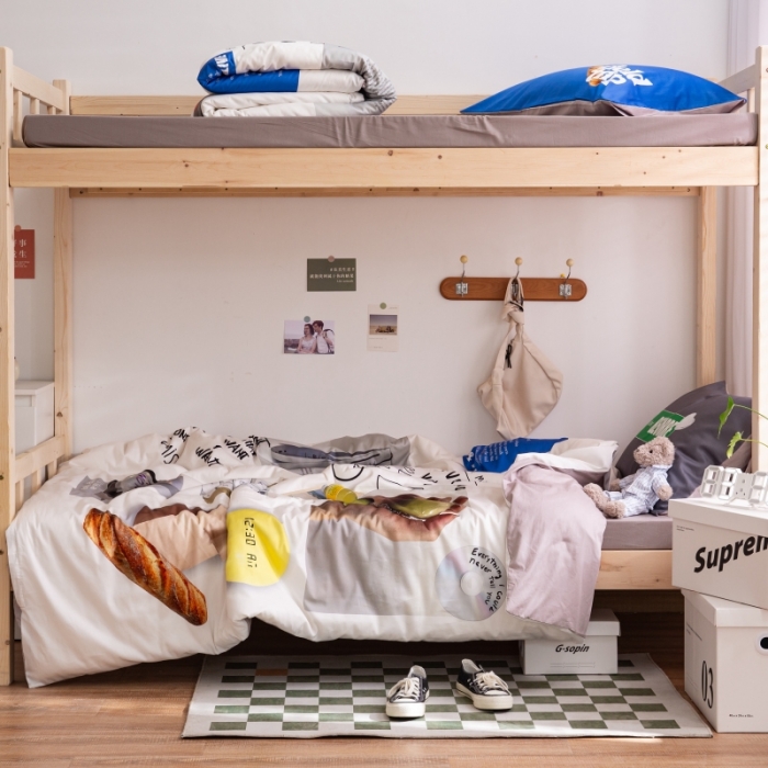 91家纺网 家纺一手货源 找家纺 总安莱生活2022八月如歌ins韩风60支数码印花学生三件套