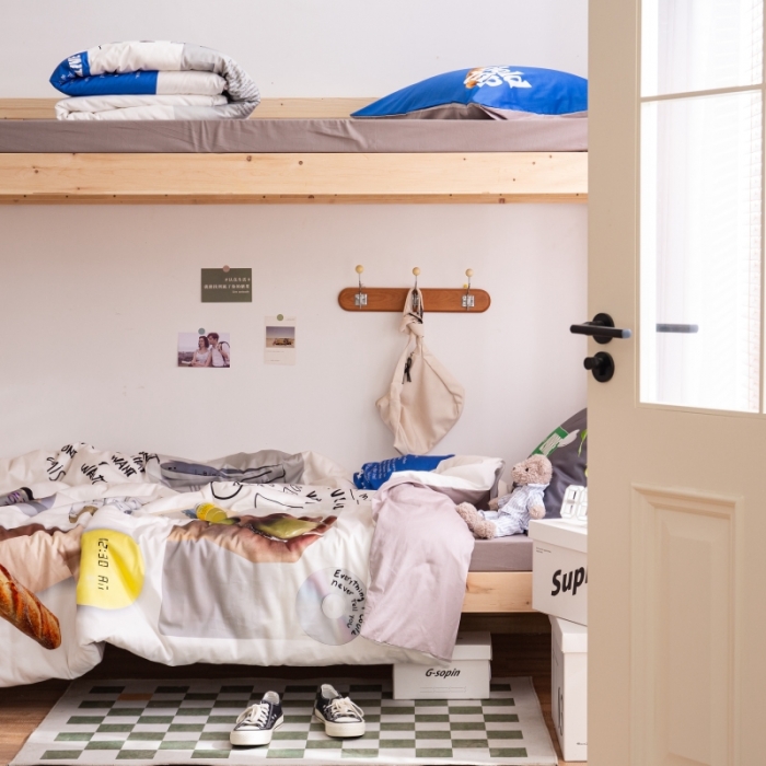 91家纺网 家纺一手货源 找家纺 总安莱生活2022八月如歌ins韩风60支数码印花学生三件套