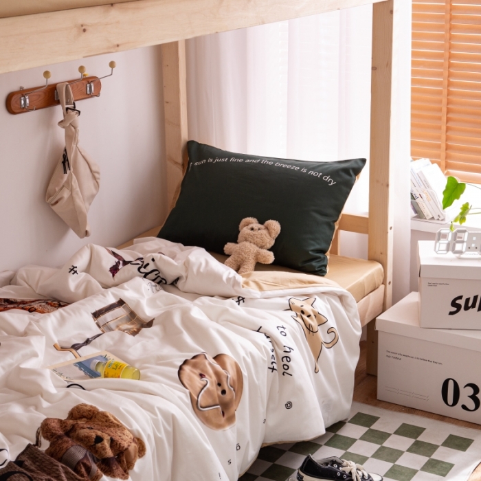 91家纺网 家纺一手货源 找家纺 安莱生活 2022八月如歌ins韩风60支数码印花学生三件套 八月如歌-奶黄