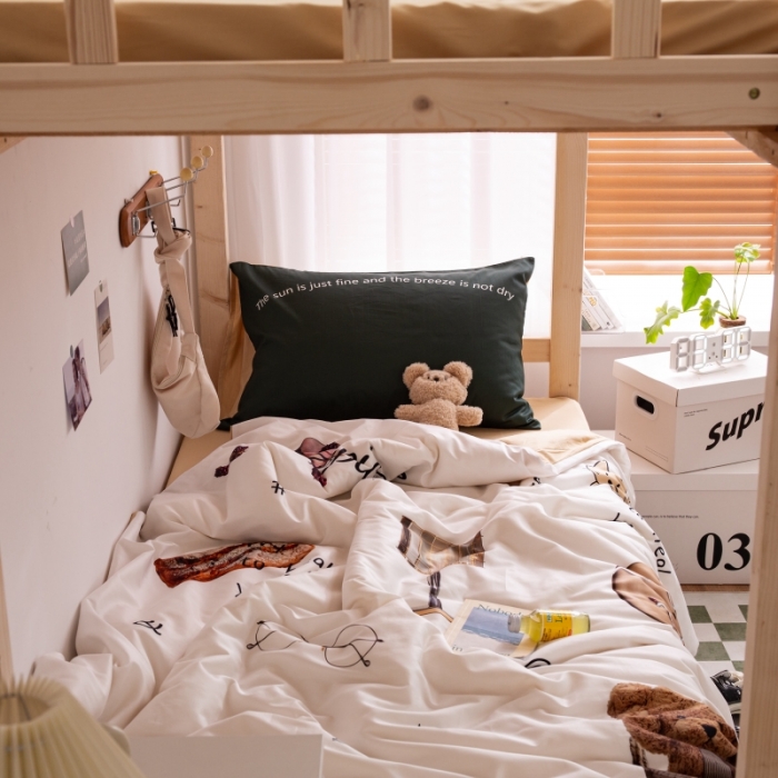 91家纺网 家纺一手货源 找家纺 安莱生活 2022八月如歌ins韩风60支数码印花学生三件套 八月如歌-奶黄